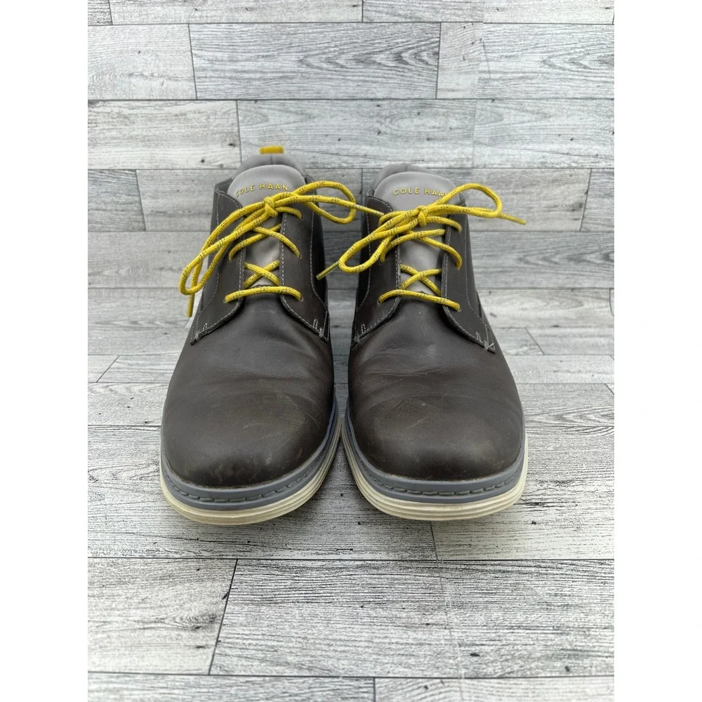 Cole Haan OriginalGrand Mens Brown Leather Chukka Boots Yellow Laces C23426‎ 11M